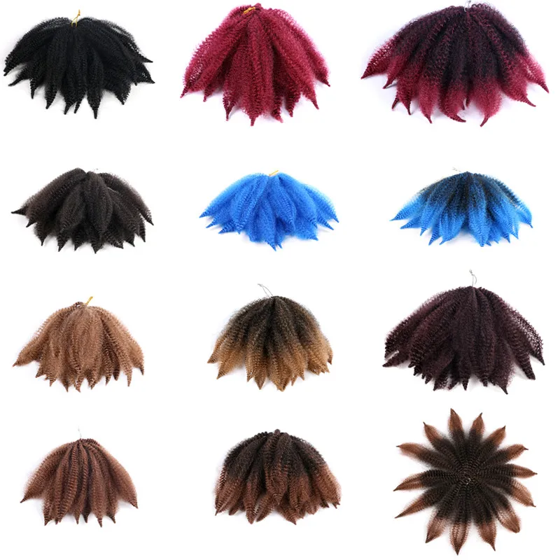 Pervado Hair 8" Crochet Passion Twist Up Marley Braids Springy Afro Twist Synthetic Braiding Hair Extensions Ombre Brown
