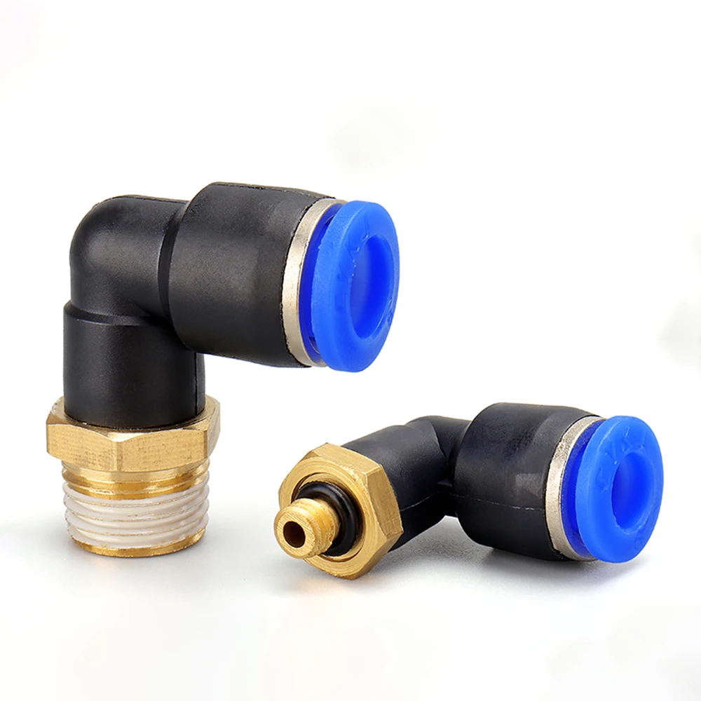 

PL pneumatic connector 4mm-12mm hose outer diameter 1/8" 1/4" 3/8" 1/2" male threaded elbow air connector push-in type