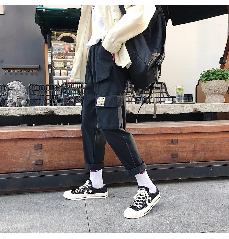 Liketkit Men's Vintage Cargo Pants Male Hip Hop Khaki Pockets Joggers Pants Male Korean Fashion Sweatpants Winter Overalls