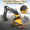 RC Excavator 3 in 1 Construction Metal Remote Control Excavator Shovel Drill 17 Channel 1/16 Full Functional Electric 5
