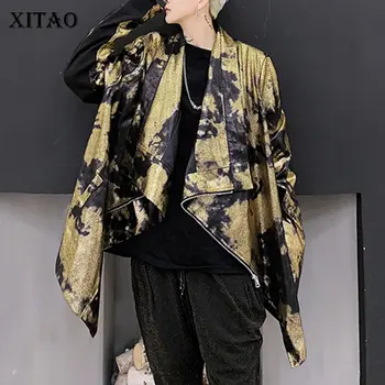 

XITAO Trend Bronzing Gloss Jacket Women Irregular Stage Costume Streetwear Plus Size Coat Women Personality Loose Tops ZLL4599