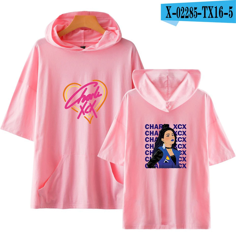 Charli XCX Women's Short sleeve T-shirt New summer hoodies number pocket tee shirt - Цвет: Фиолетовый