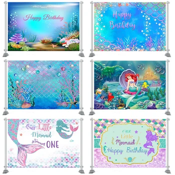 

Mermaid Backdrops for Photography Underwater Castle Seaweed Photo Backgrounds Baby Birthday Party Photophone Photozone
