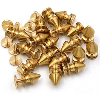 

Pack of 20,Solid Brass Tree Spike Studs and Spikes Metalic Screw Rivets Nails Button for Leathercraft Punk DIY