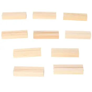 

10pcs Natural Wood Numbers Photo Display Stand Business Card Holder Message Name Memo Clips Desk Organizer