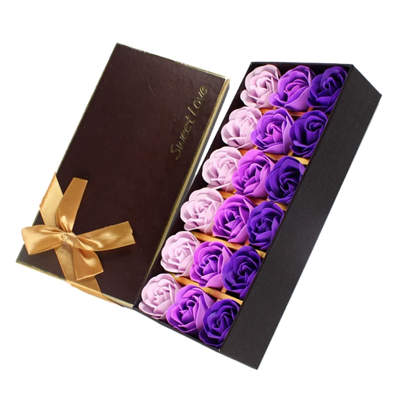 18 шт творческий градиент моделирование Роза мыло цветок фиолетовый и розовый красный (2 набора)