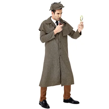 

Detective Sherlock Holmes Costume Halloween Adult Men Policemen Cosplay Fancy Dress