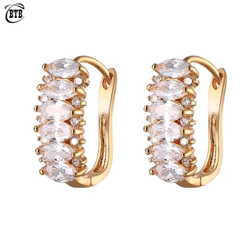 

2019 New Fashion Wedding Earring 585 Rose Gold Fine Noble Jewelry Big Water Drop White Natural Zircon Dangle Earrings Women