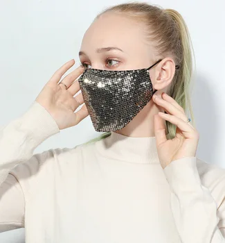 

Washable Reusable fashion face care shield sun bling color elbow sequins shiny face cover Mount Masks Anti-dust Montura Máscara