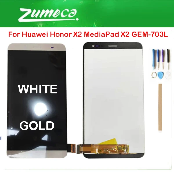 Для huawei Honor X2 MediaPad X2 GEM-703L ЖК-дисплей+ сенсорный экран дигитайзер сборка Белое золото с инструментами лента