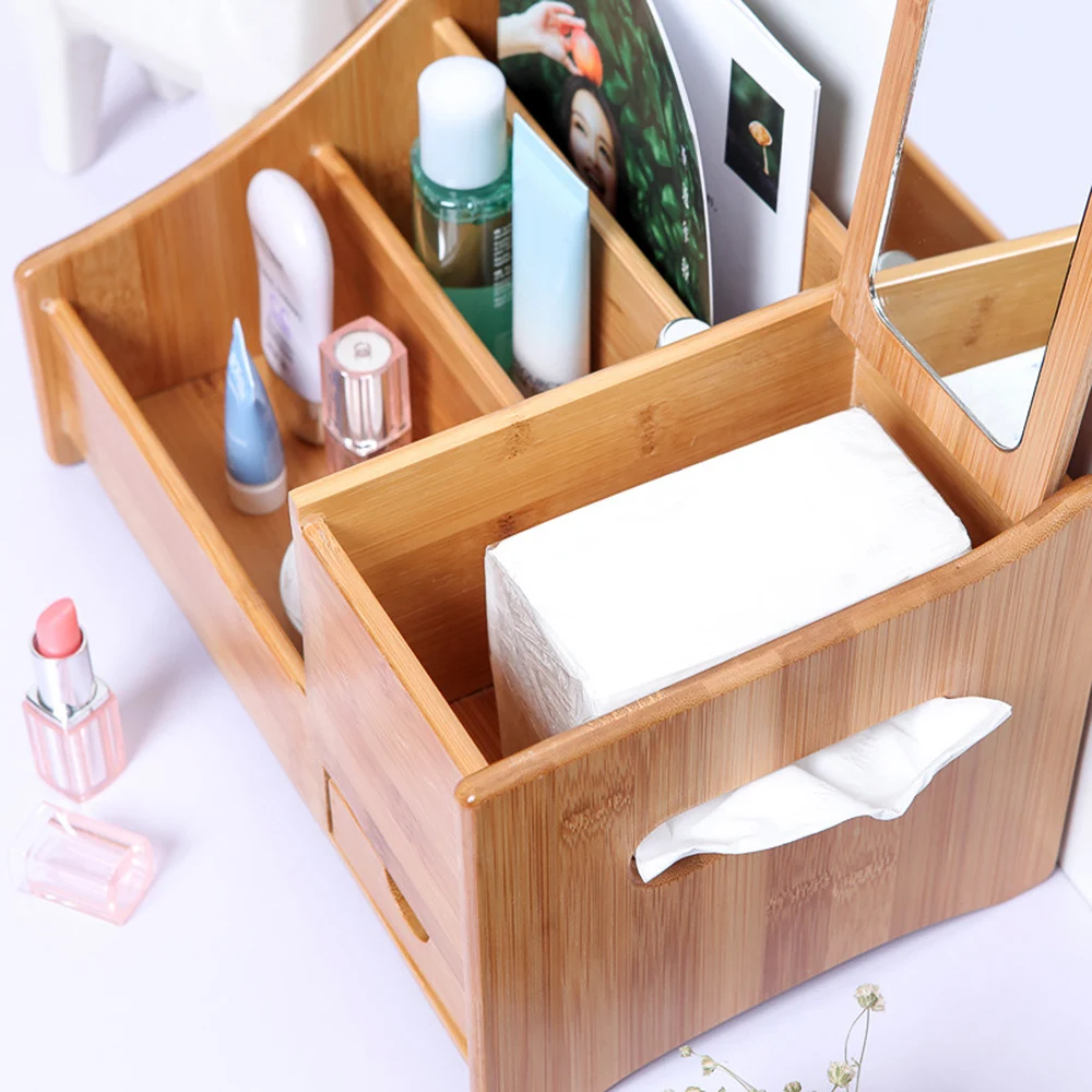 Натуральная бамбуковая косметичка, коробка с 3 отделениями, бумажная коробка, чехол для полотенец, косметическая бамбуковая коробка, органайзер