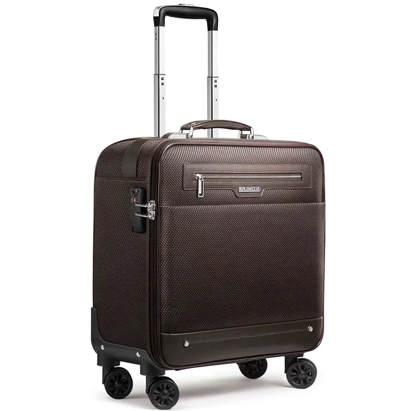 Мужской бизнес багаж на колёсиках студенческий водонепроницаемый пароль тележка чемодан на колесиках Женская дорожная сумка с колесиками - Цвет: 16 inch brown