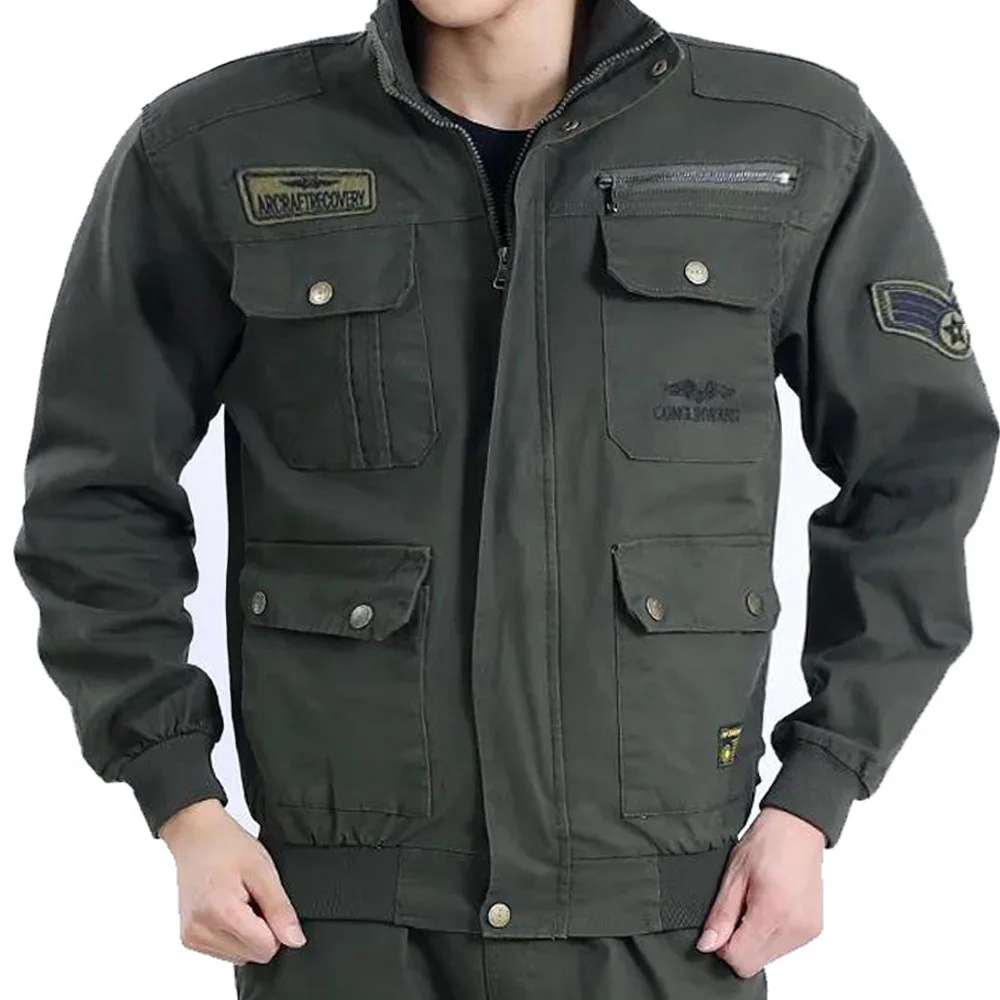 

German Men Us Army Tactical Combat Jacket Camouflage Military Style Cotton Fabric Army Green Tactical Work Uniform Clothing Suit