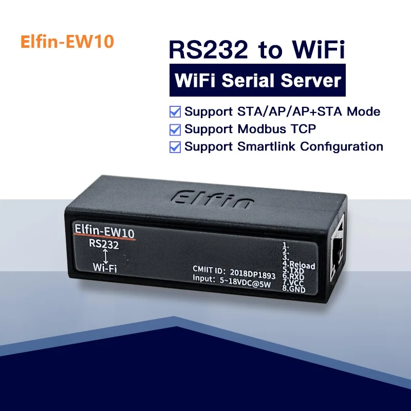 

HF Elfin-EW10 Serial Port RJ45 RS232 to WIFI Serial Server Wireless Networking Devices Modbus TPC IP Function High Flying Serial