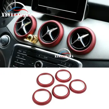 

For Mercedes-Benz A CLA GLA Class W176 C117 X156 13-19 5* Red Center Dashboard Air Vent Outlet Trim Ring