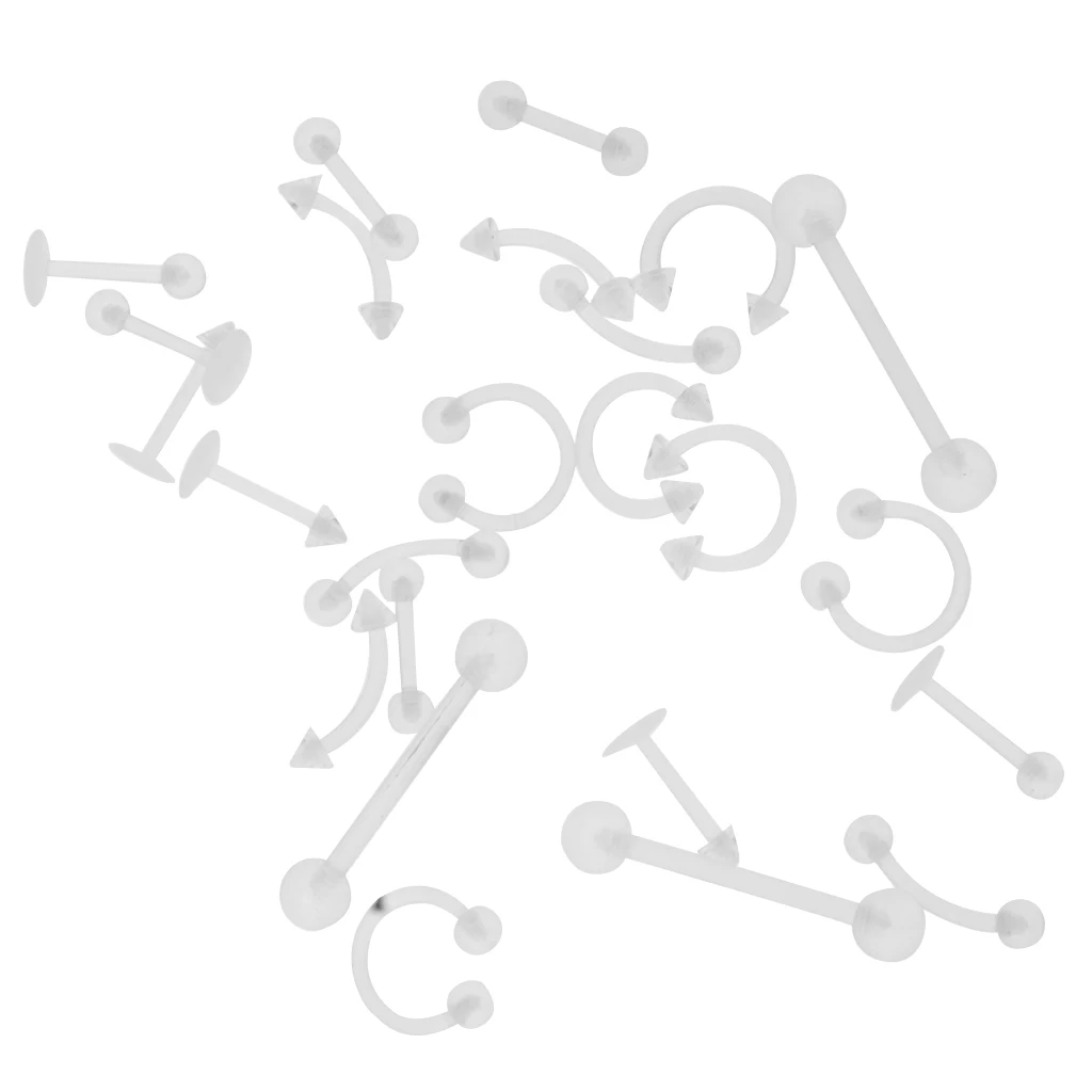 24 Pieces Mixed Acrylic Nose Studs Ring Retainers Bars Piercing Body Jewellery