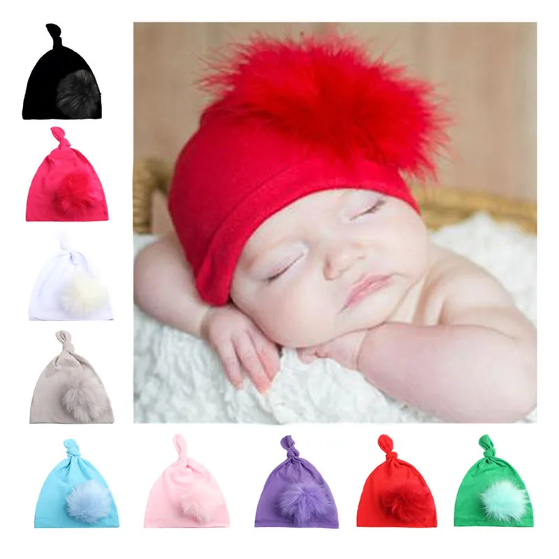 Free shipping new European and American children's fashion wool ball cap knotted pointed hat simple boy girl baby hat hair