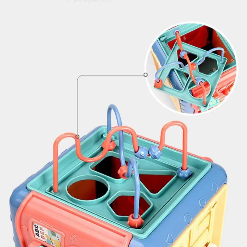 Детская Шестигранная коробка головоломка Монтессори обучающая игрушка графическое соответствие круглые бусины автомобиль часы в виде лабиринта познавательное количество тарелка