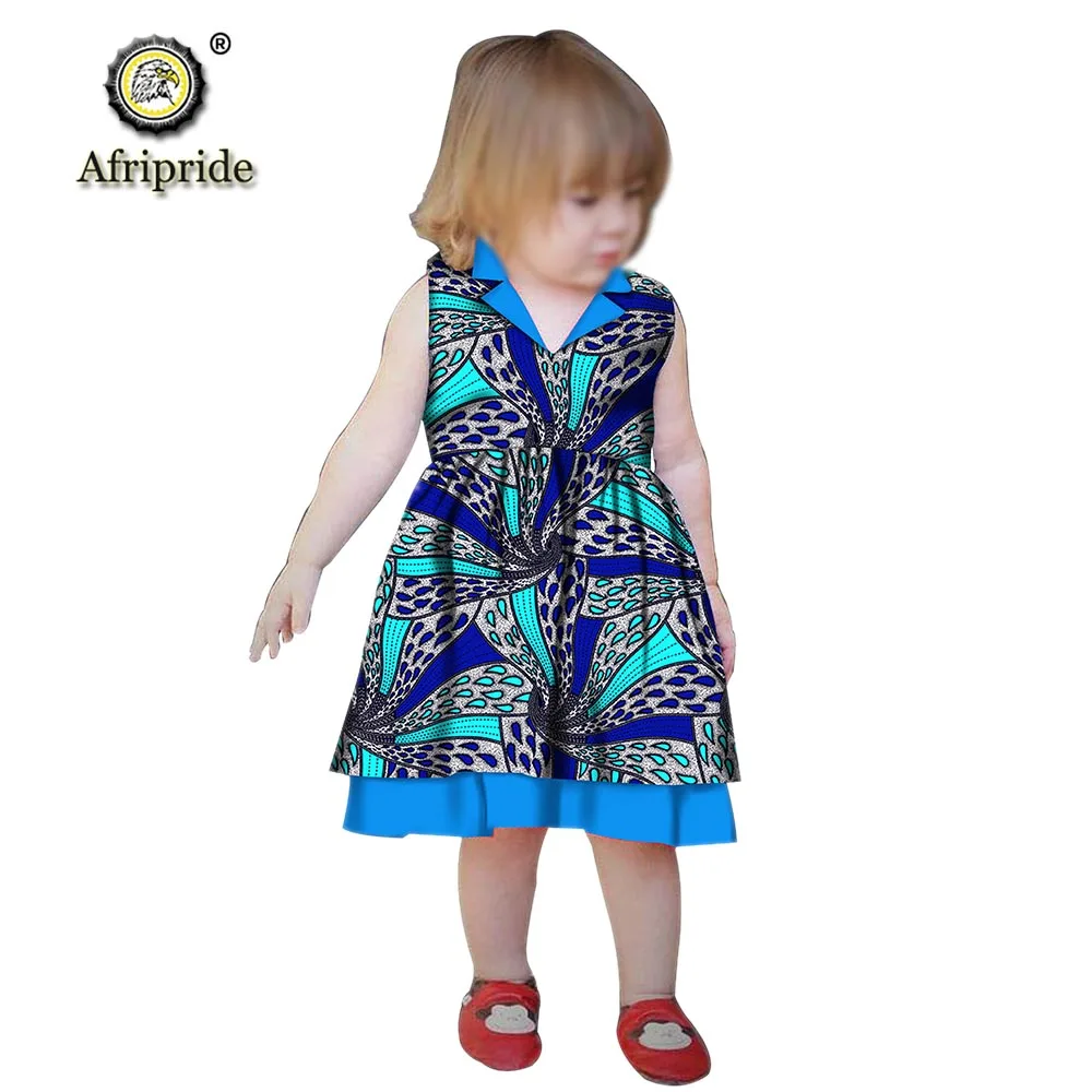 African Girl Dresses Sleeveless Anakra Wax Print Lovely Dress Casual Print Princess Mini Cute Dress Lovely AFRIPRIDE S1940019
