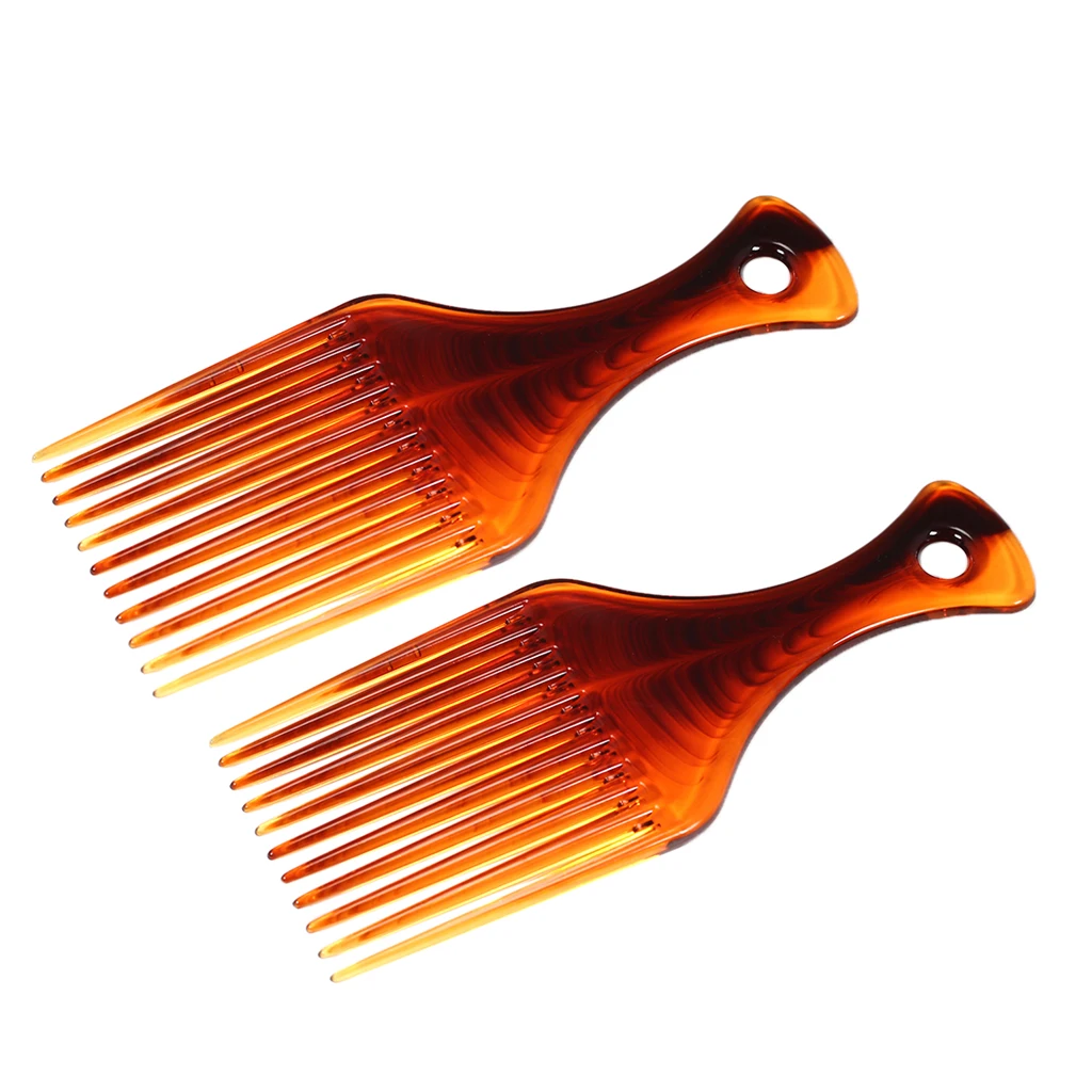 Pack of 2 Durable Long Handle Afro Pick Hair Comb Hairdressing Brush Slick Back Hair Style Brush Salon Home Portable Travel Comb