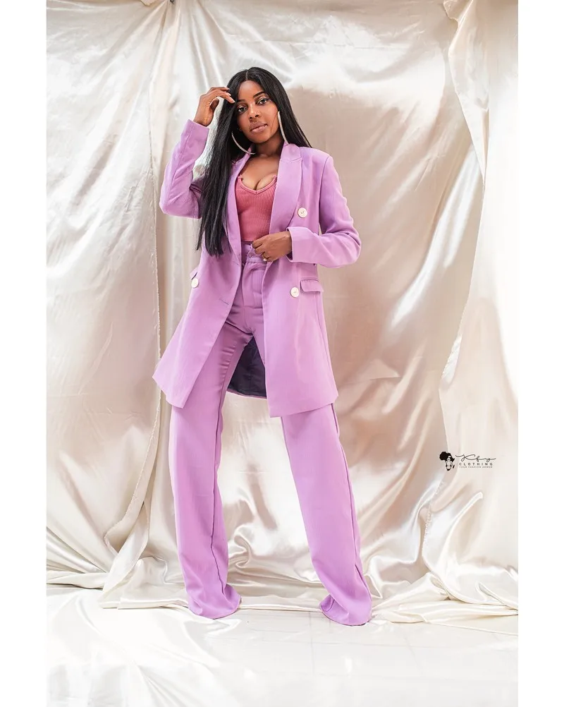 

Women's 2-piece Fashion Suit Pink Workwear Stage Party Dress Slim Fit Blazer + Pants Брючные костюмы