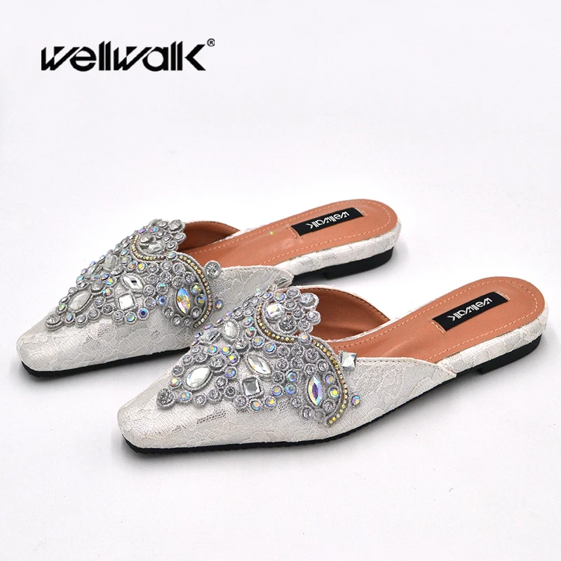 rhinestone flat mules