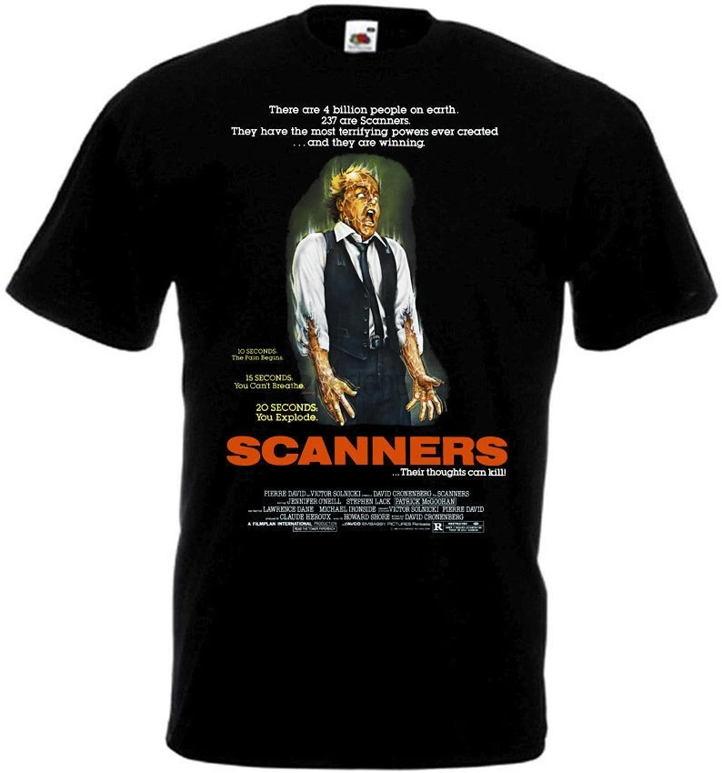SCANNERS Movie Poster T shirt all sizes black Summer Short Sleeves New
