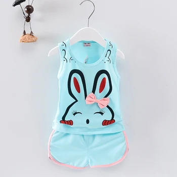

New Summer Children's Cute Clothes Suits Boys Girls Casual Vest Shorts 2Pcs/Set Toddler Cartoon Cotton Clothing Kids Tracksuits