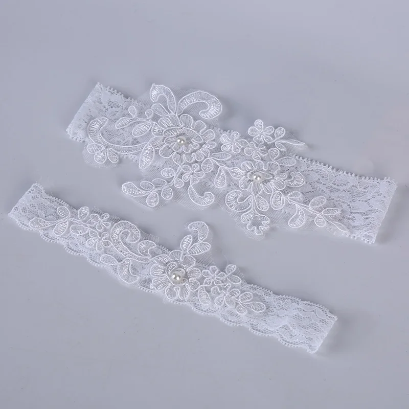 2pcs Set Sexy Wedding Garters Lace Embroidery Floral Garters Bridal Leg Garter Bridal Lace Leg Ring Loop