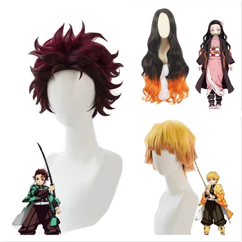 

Cosroad Nezuko Tanjirou Kamado Wigs Demon Slayer Kimetsu no Yaiba Cosplay Wigs Zenitsu Agatsuma Golden Short Synthetic wig