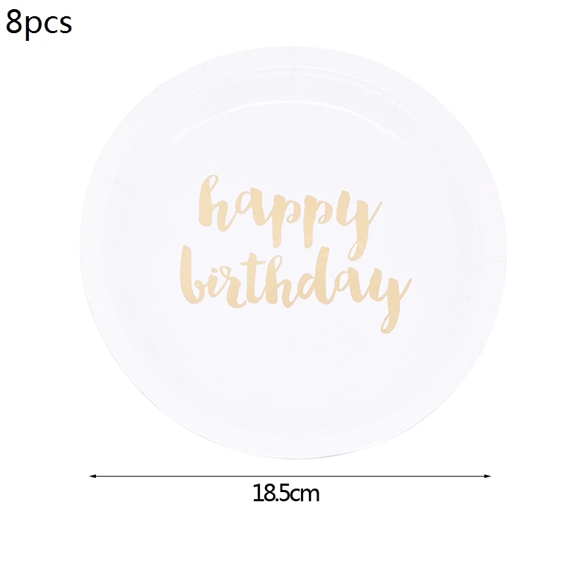 Золотые полосатые тарелки на день рождения/чашки/соломинки/салфетка/сумка одноразовая Праздничная посуда для украшения рождественской свадебной вечеринки - Цвет: B05 8pcs plates