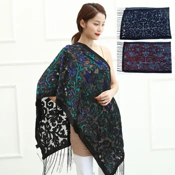 

12 pcs Black Velvet Scarf For Women Luxury Wedding Shawl Baroque Muslim Hijab Hair Scarf Winter