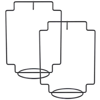 

2Pcs Micro Landscape Bottle Hanging Rack with Hook Decorative Iron Shelf Glass Ball Hanging Bracket DIY Planter Stand Hanger (Bl