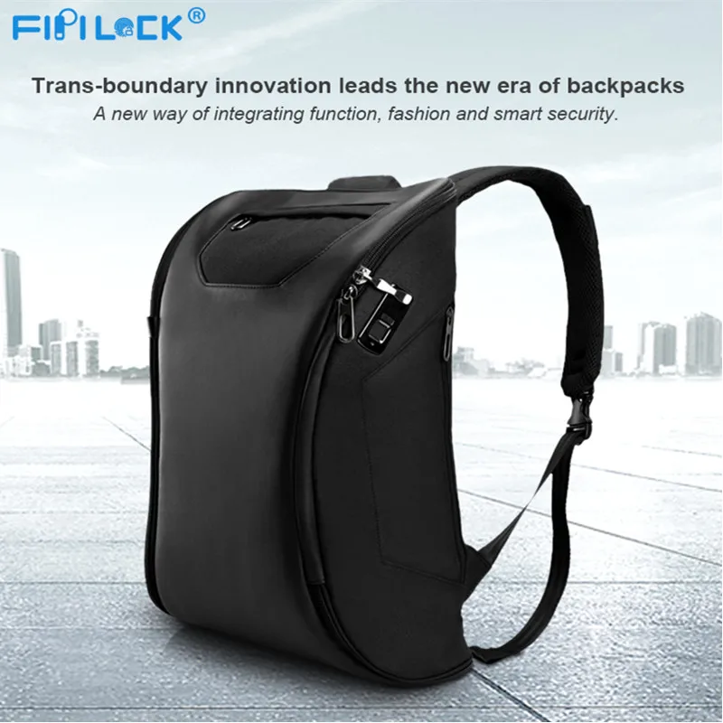 Fipilock Casual Smart Fingerprint Lock Mochila Anti-Laptop Bag con USB 