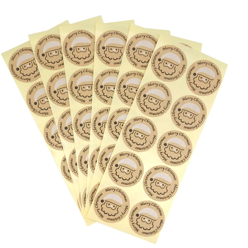 100Pcs/pack Classic multipurpose Christmas Round Kraft Sticker DIY Paper Label Kid Stationery Stickers