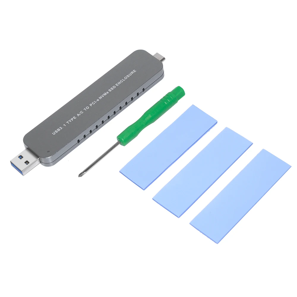 Алюминиевый сплав двойной USB3.1 мобильный SSD жесткий диск коробка TYPE-A+ C к M.2 NVME чехол для жесткого диска