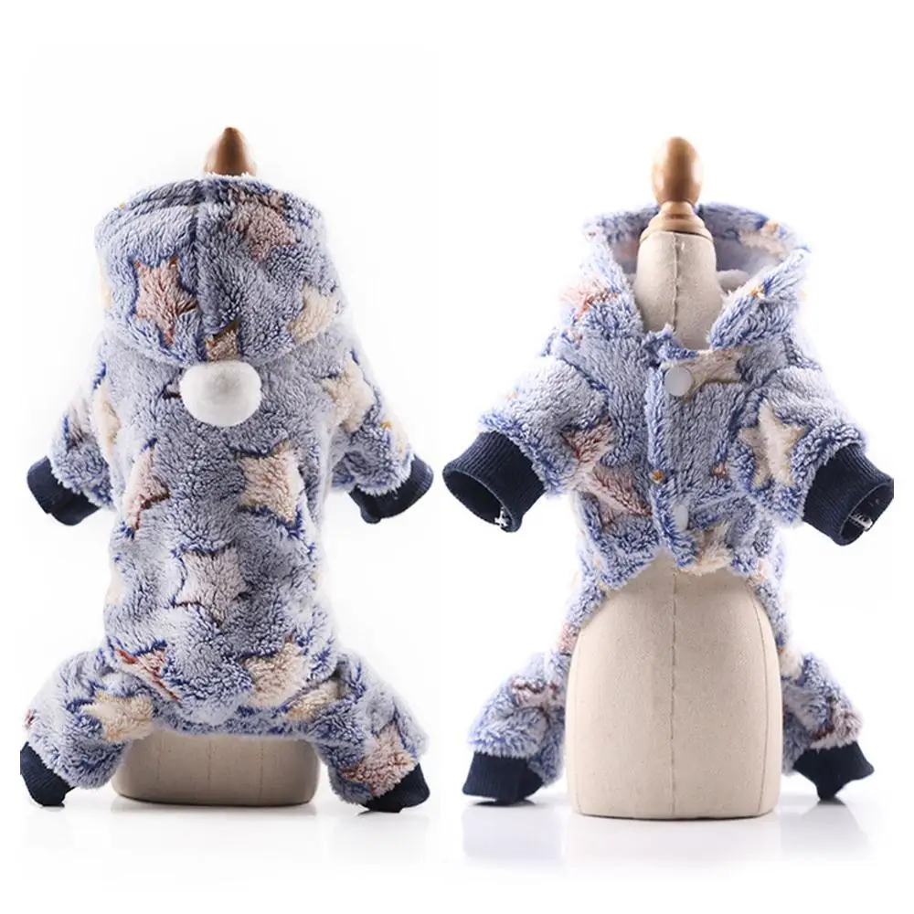 Practical Soft Fleece Dog Jumpsuit Sweater Sweatshirt Winter Dog Flannel Clothes Small Puppy Coat Pet Outfits Hoodie - Цвет: Blue