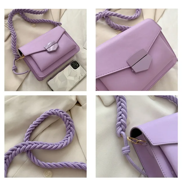 Chanel Dark Purple Braided Mini Messenger Flap Bag