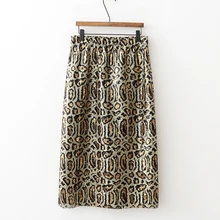 Женские юбки с леопардовым принтом, модная повседневная юбка с блестками, женские элегантные прямые юбки до середины икры, женские юбки LR