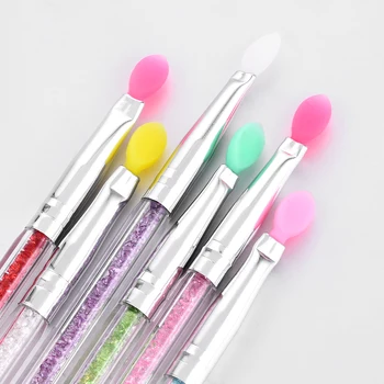 

1 Pc Cosmetic 2020 New Makeup Double End Silicone Eyeshadow Eyeliner Brush Rhinestones Tool Easy To Makeup Brushes Random Color