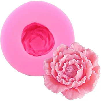 

3D Silicone Candle Molds peony Flower Clay Soap Mold Fondant Chocolate Cake Baking Moulds Cake Decorating Tools