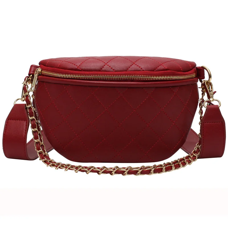 Модная поясная сумка, Женская поясная сумка, поясная сумка, сумки из полиуретана, нагрудная сумка, сумка-банан, Lingge, женская сумка-бум, посылка через плечо - Цвет: Red  Waist pack