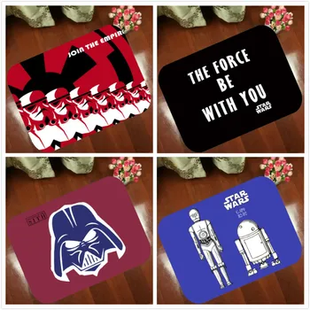 

Floor Mats Anti Slip Mat Black Warrior Yoda Star Wars stormtrooper r2d2 Printed Pattern Carpet Rug for Bathroom Door Living Room