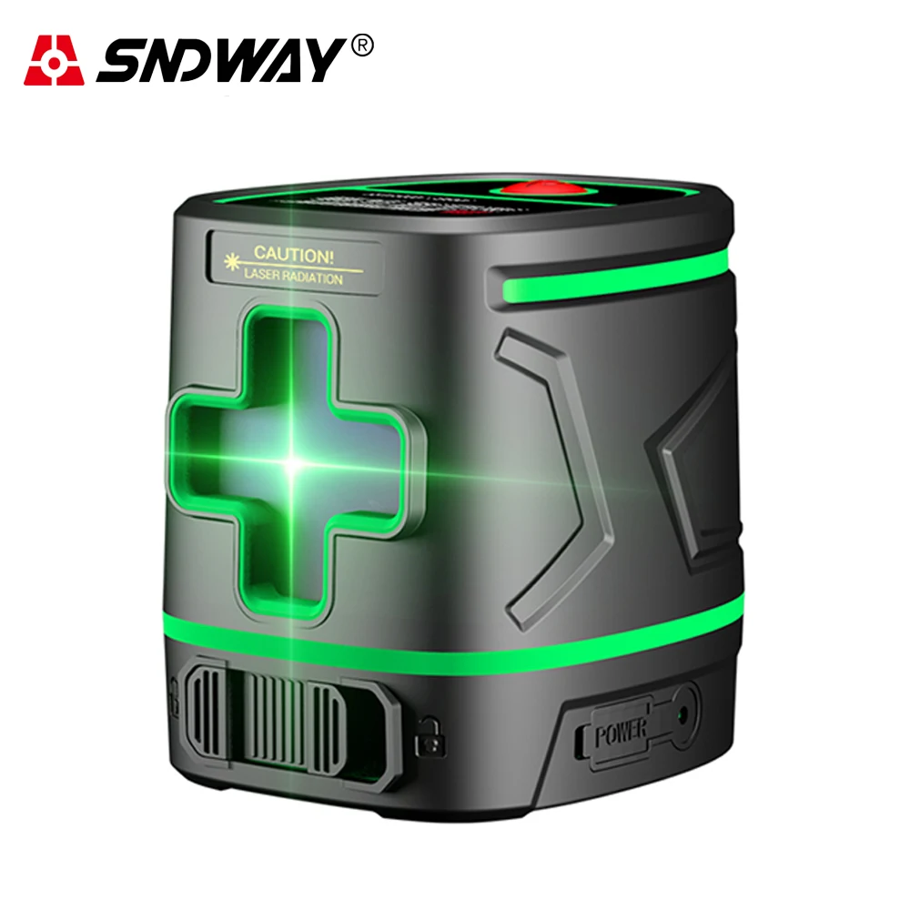 Ferramenta de Medição Sndway Bateria Recarregável Laser Nível Feixe Verde Auto Nivelamento Vertical Horizontal 2 Linhas Cruzadas Nivel