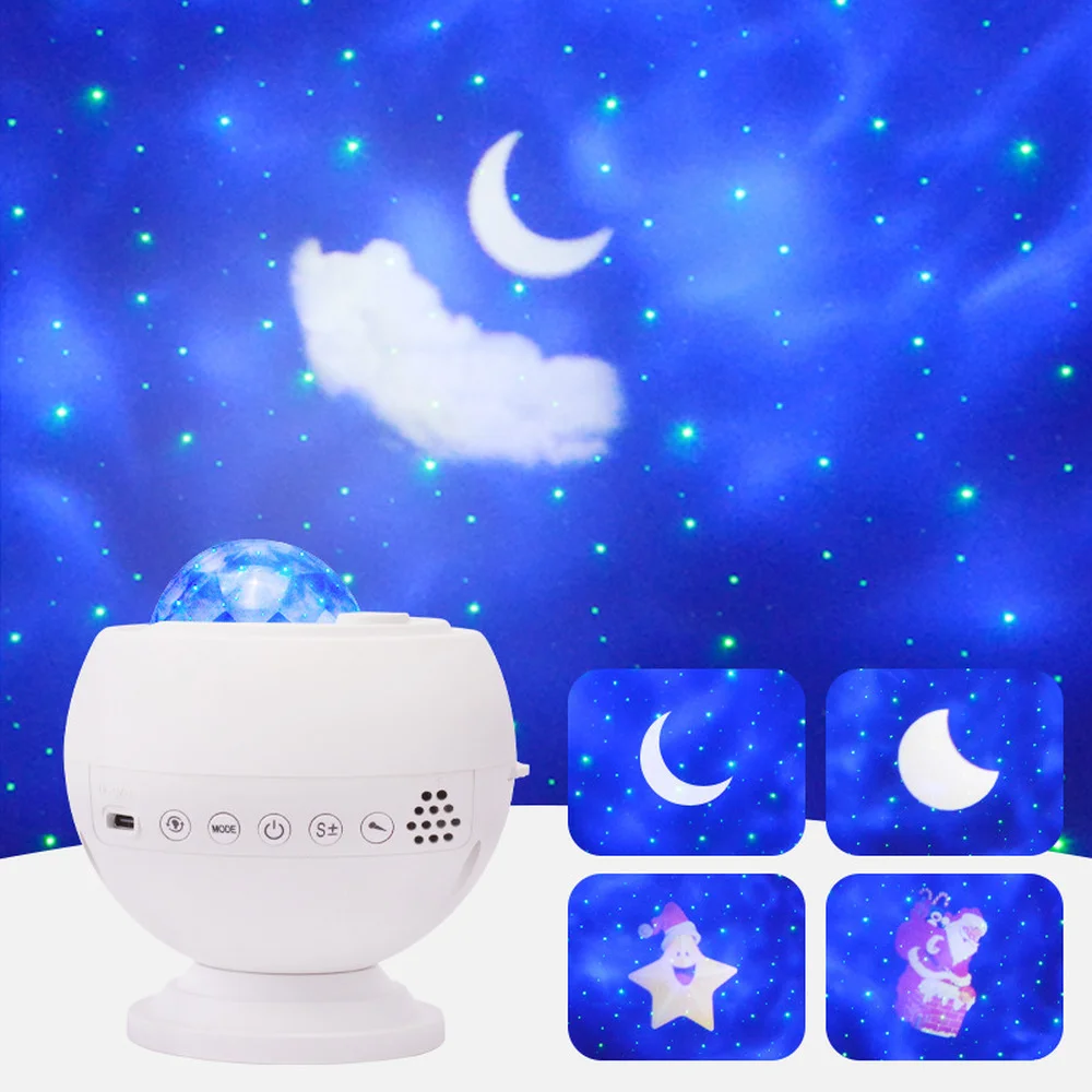 Colorful Starry Sky Galaxy Projector Nightlight Changeable Pattern Bluetooth Planet Lamp White Noise Helps Sleep Christmas Light | Лампы и
