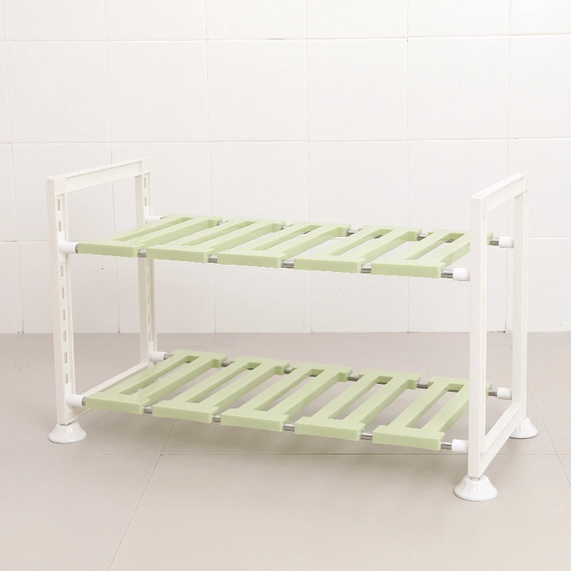 Non stainless steel double layer frame sewer TV microwave oven rack receiving station 2-layer plate pot - Цвет: Dark Khaki