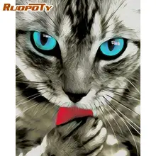 

RUOPOTY Painting By Numbers For Adults Blue Eyes Cat Animal Paint By Number 60x75cm Framed HandPainted On Canvas Kid Diy Gift