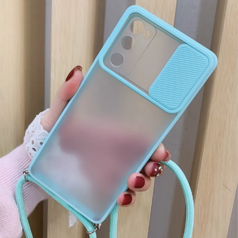 Slide Camera Protector Crossbody Lanyard Strap Case For huawei P Smart 2021 Y7A Translucent Back Cover for huawei p smart 2021 