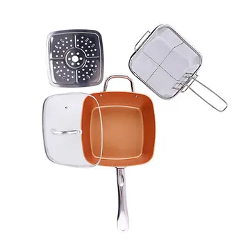 

Copper Pan Copper Color Aluminum Pot Four-Piece Suit Non-Stick Household Fashion Professional Life Small Helper