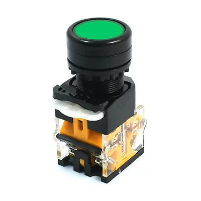 

DPST 4 Screw Terminals Green Round Button Momentary Pushbutton Switch 600V 10A